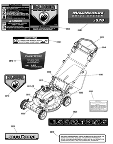 Part Location Diagram of 7103960YP Murray DECAL, FRONT, JOHN DEERE JS26 (not shown)